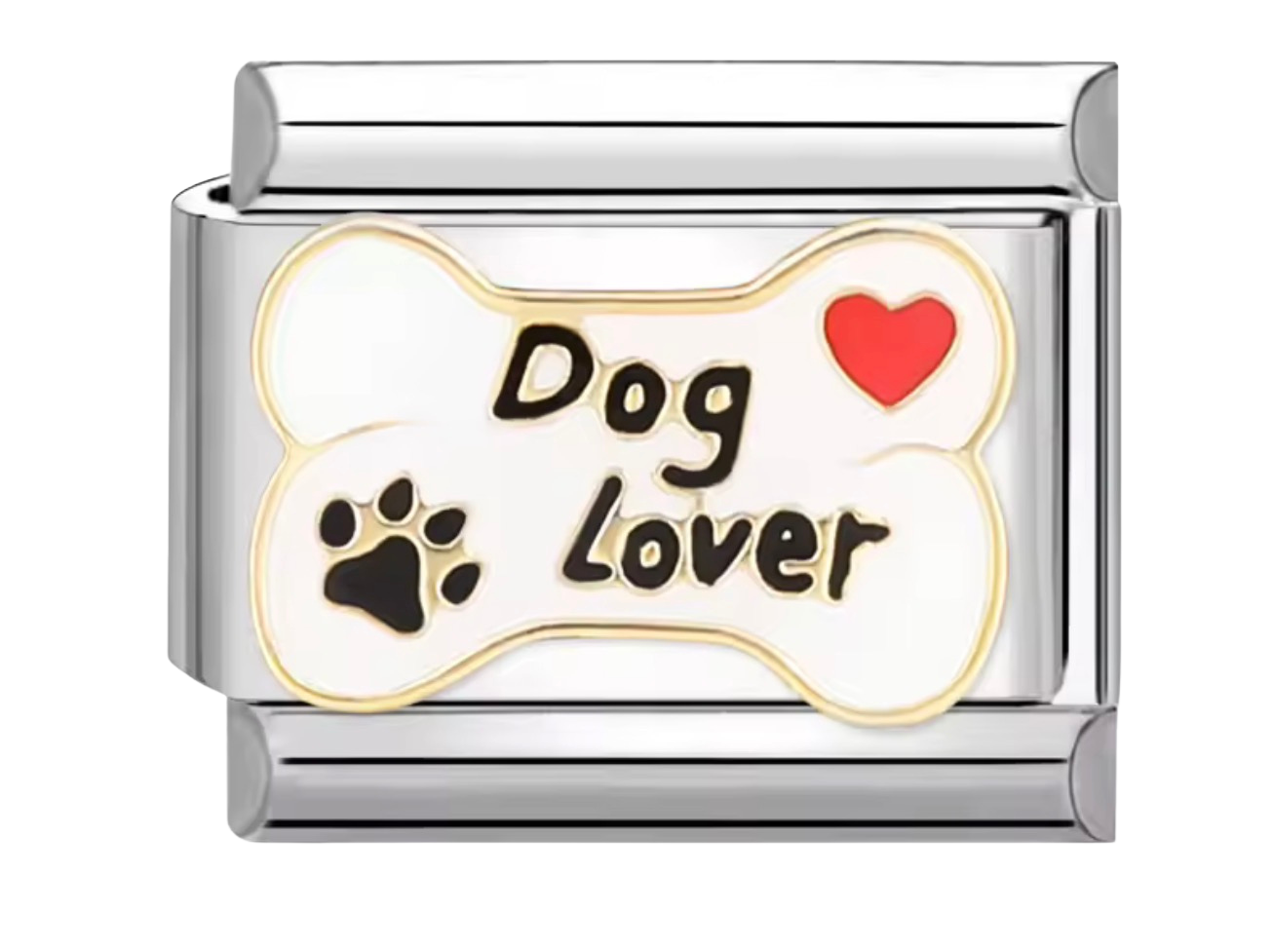 Dog Lover Heart & Paw Italian Charm