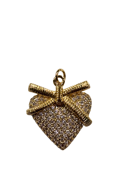 Blushing Love Bow Heart pendant
