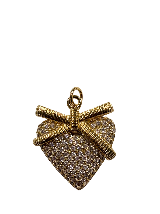 Blushing Love Bow Heart pendant