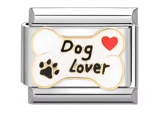 Dog Lover Heart & Paw Italian Charm
