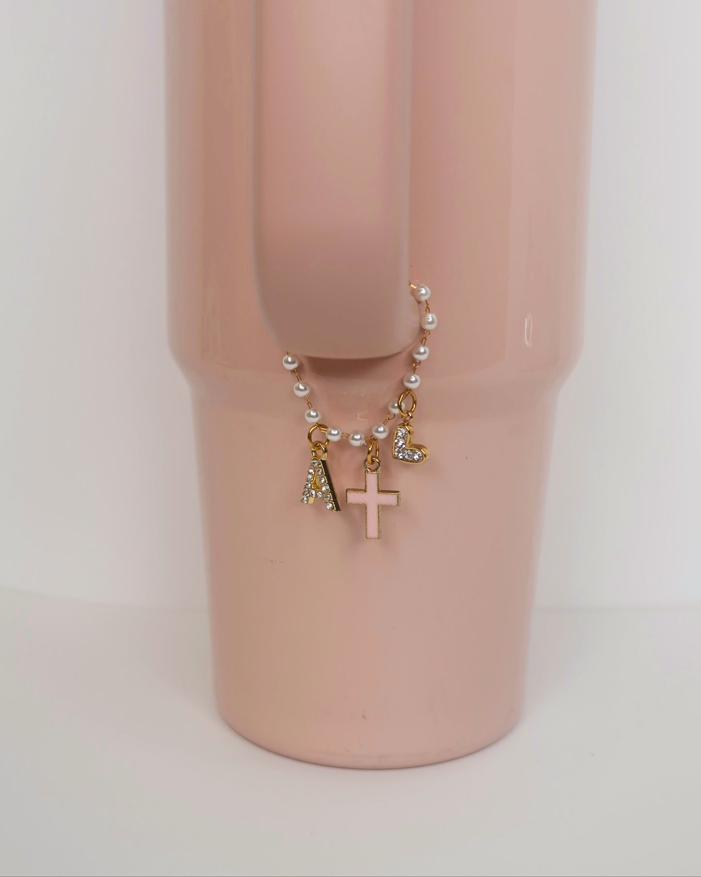 Faith & Initial Pearl Tumbler Charm ✨