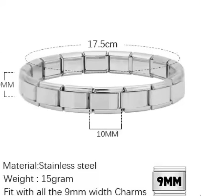 Italian Charm Base Bracelet – Stainless Steel (9mm)