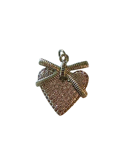 Blushing Love Bow Heart pendant
