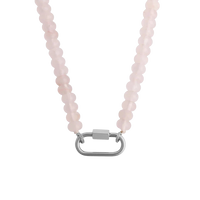 Silver Pink Rose Quartz Necklace
