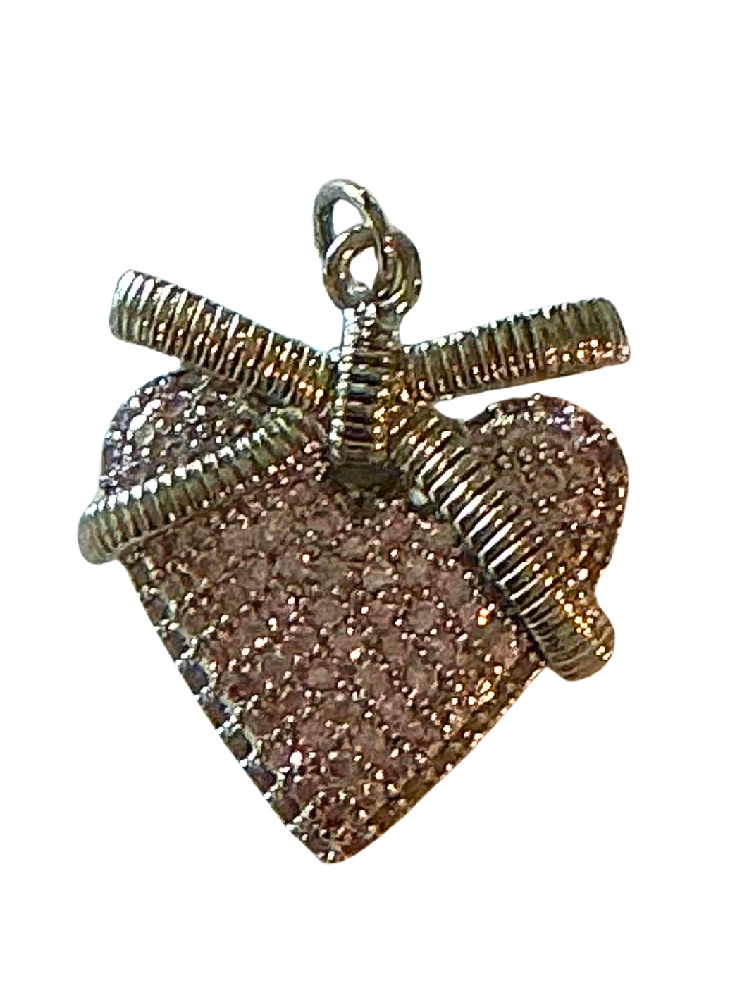 Silver Heart Bow Pendant