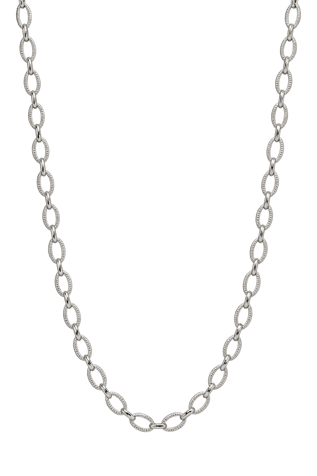 Silver Diamond-Cut Oval Link Chain