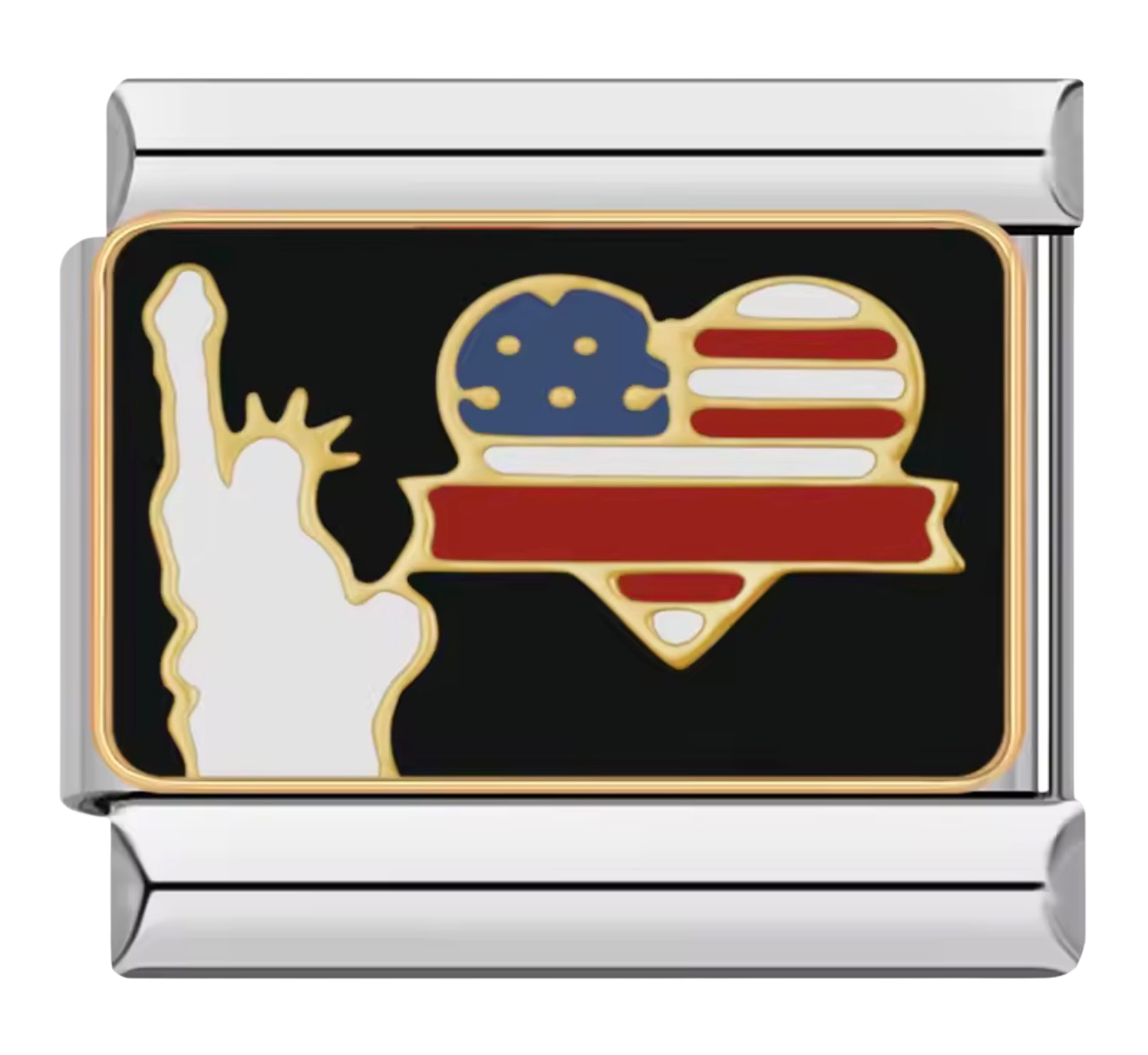 🇺🇸 USA Liberty Heart Italian Charm