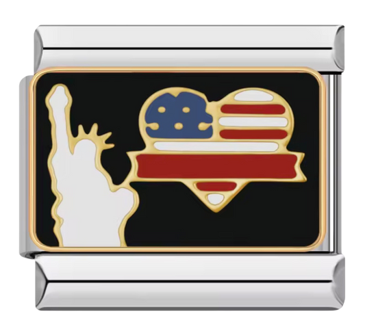 🇺🇸 USA Liberty Heart Italian Charm